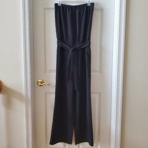 Black strapless belted jumpsuit, wide leg,  Loft size xs